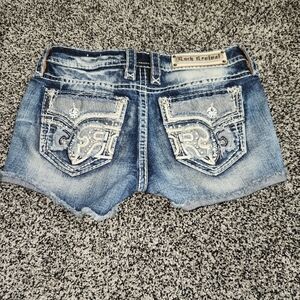 Rock Revival Blue Jean Shorts with Silver Accents
